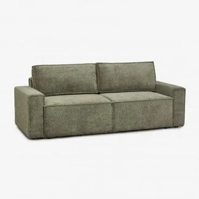 Sofa 3-osobowa Tapicerowana Tampere Z Funkcją Spania Bouclé Wojskowa Zieleń - Sklum
