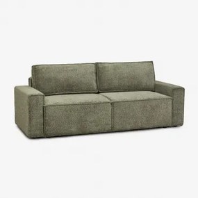 Sofa Rozkładana 3-osobowa Tapicerowana Tampere Bukla Zieleń Army - Sklum