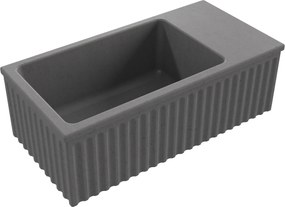 Umywalka betonowa ryflowana nablatowa / wisząca prostokątna 60 x 30 cm WELLE | różne kolory : Kolor - Popielaty, Typ montażu - nablatowa