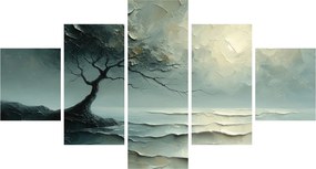 Obraz - Obraz olejny przedstawiający drzewo z oceanem (125x70 cm)