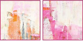 Obrazy drukowane z ręcznie malowanymi elementami na płótnie z ramą w zestawie 2 szt. 41,5x41,5 cm New Age Pink – Malerifabrikken