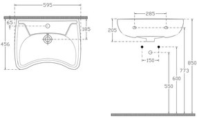 Biała ceramiczna umywalka 59x45,5 cm Handicap – Sapho