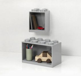 Zestaw 2 dziecięcych szarych półek ściennych LEGO® Brick