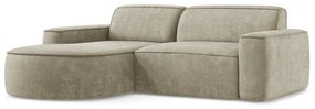 Beżowy narożnik z tkaniny szenilowej (lewostronny/z szezlongiem) Omao – Makamii