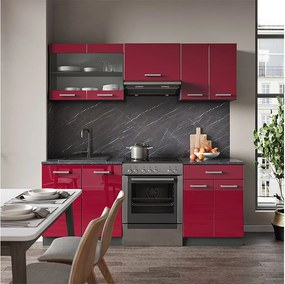 Aneks kuchenny czerwony wysoki połysk/antracyt 200x60x81.6 r-line