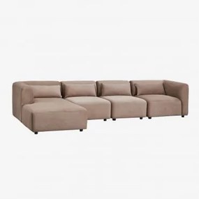 Sofa Modułowa Fogler 4-częściowa, Lewa, Z Leżanką Sztruksu Camel - Sklum