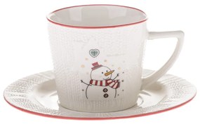 Biała porcelanowa filiżanka ze świątecznym motywem 110 ml Snowman – Dakls