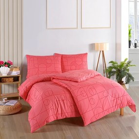 BedTex Bawełniana pościel Geo Sunset Coral, 220 x 200 cm, 2 szt. 70 x 90 cm, 220 x 200 cm, 2 szt. 70 x 90 cm
