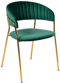 Zielone tapicerowane krzesło welurowe w stylu glamour H7-F48