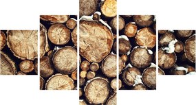 Obraz - Drewno w śniegu (125x70 cm)