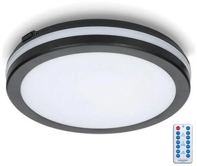 LED Plafon łazienkowy z czujnikiem LED/24W/230V śr. 30 cm czarny + pilot