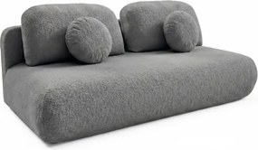 Sofa BASE Rozkładana Dwuosobowa Ciemnoszara Boucle Japandi