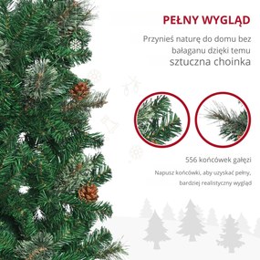 HOMCOM Sztuczna Choinka, Smukła, z Szyszkami, Ognioodporna, 54 x 195 cm, Zielona | Aosom PL