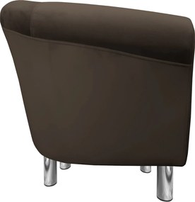 Fotel Milo tkanina Welur wygodny fotel tapicerowany do salonu i sypialni : Kolor nogi - Chrom, Kolor tkaniny - VELVET - MG05, Wysokość nogi - 15 cm