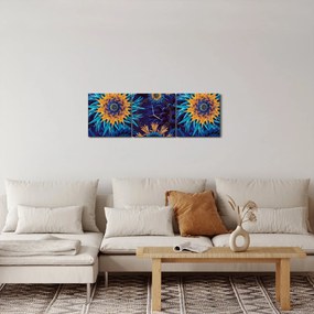 Obraz - kwiaty 3D (z zegarem) (90x30 cm)