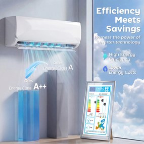 HOMCOM Klimatyzator mini-split 9000 BTU i pompa ciepła, klimatyzator inwerterowy z WiFi i zestawem instalacyjnym | Aosom PL