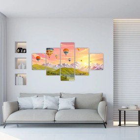 Obraz balonów nad krajobrazem (125x70 cm)
