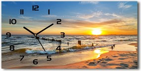 Zegar ścienny szklany Zachód słońca plaża