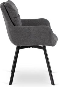 Krzesło Tapicerowane Obrotowe do Salonu CORTADO Ciemnoszare Nowoczesne