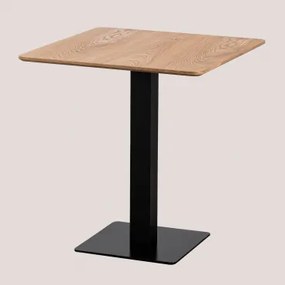 Kwadratowy Stolik Barowy Z Forniru Jesionowego Espresso ↔︎ 70 Cm & Czarny - Sklum