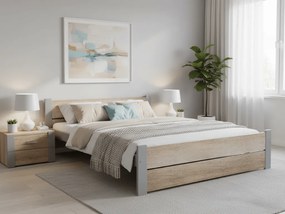 Łóżko IKAROS DOUBLE 180 x 200 cm, dąb sonoma/szary Stelaż: Ze stelażem listwowym rolowanym, Materac: Materac Sommera