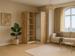 Szafa narożna 2-drzwiowa  – szer. 106 cm – Biało-jasny naturalny - LAMIKI