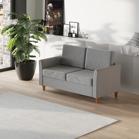 Homcom® Sofa 2-osobowa Zdejmowane Pokrowce Obciążenie Do 200 Kg Len Pianka Jasnoszary 141 X 65 X 78 Cm