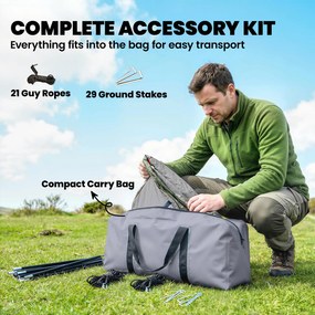 Outsunny Namiot tunelowy 4-osobowy, namiot rodzinny z 2 sypialniami, przedsionek, 4 okna, podłoga, wysokość stojąca, 3000 mm słupa wody | Aosom PL