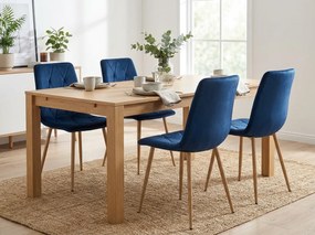 Niebieskie aksamitne krzesło do jadalni LIBRA