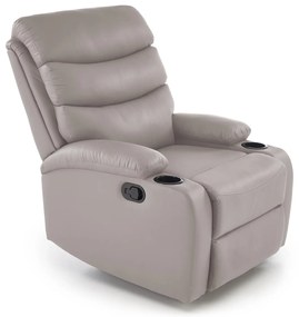 Fotel do salonu wypoczynkowy beżowy, rozkładany eco skóra PERUS