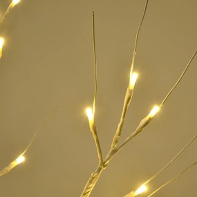 HOMCOM Sztuczne Drzewo, Sztuczna Brzoza z Oświetleniem LED, Ciepłobiałe, Realistyczna Biała Kora, 17Dł x 17Szer x 120Wys cm