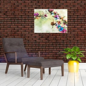 Obraz - malowidło pnącej się kwiaty (70x50 cm)