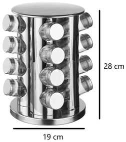 Metalowy stojak na przyprawy + szklane pojemniki - 17 elementów w komplecie