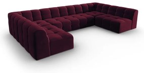 Bordowy aksamitny narożnik (w kształcie litery "U") Kendal – Micadoni Home