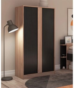 Czarno-naturalna szafa w dekorze dębu 90x180x53 cm Dennis – Marckeric