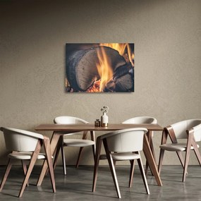 Obraz na szkle płonącego drewna (70x50 cm)