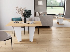 Rozkładany stół do jadalni Violan II R dąb hikora/biały mat