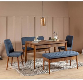 Ławka Vina Dark Blue and Walnut