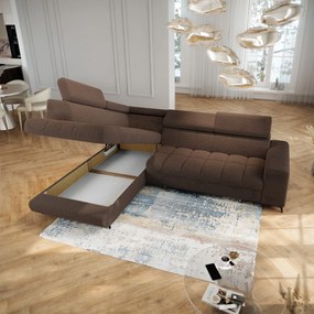 Masseno Narożnik MORIVA z funkcją spania i pojemnikiem na pościel Narozniki L, Rozkładana sofa - Brązowy, QUELLE 25