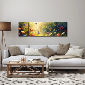 Obraz - Wiosenna łąka kwiatowa, malarstwo (170x50 cm)