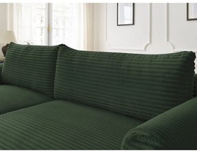 Ciemnozielony sztruksowy rozkładany narożnik (lewostronny) Lucien – Bobochic Paris