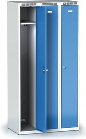 Metalowa szafka ubraniowa S7, 3-drzwiowa, 1800 x 900 x 500 mm, demontaż, zamek obrotowy, grafitowe drzwi