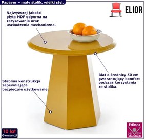 Musztardowy stolik kawowy na nóżce - Zovo