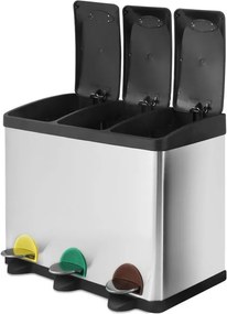 JAGO Kosz na śmieci z pedałem, stal nierdzewna, 3 x 20 L