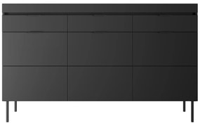 Komoda trzydrzwiowa Sentia 157 z trzema szufladami - czarny / czarny