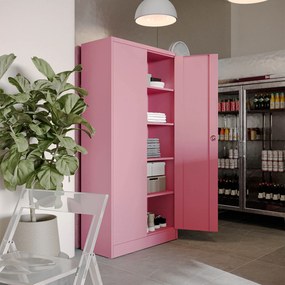 Szafa do biura domowego JAN, 900 x 1850 x 400 mm, Fresh Style: pudrowy róż