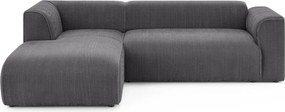 Ciemnoszary sztruksowy narożnik (lewostronny/z szezlongiem) Merid – Ropez