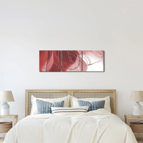 Obraz - Czerwony abstrakcyjny kwiat N⁰1 (z zegarem) (90x30 cm)