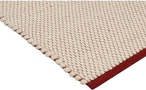 Czerwony/beżowy wełniany dywan tkany ręcznie 140x200 cm Lenu – noo.ma