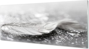 Szklany Panel Delikatne Krople na Piórku